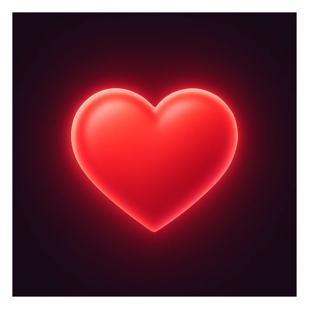soft glowing heart icon, digital illustration sticker