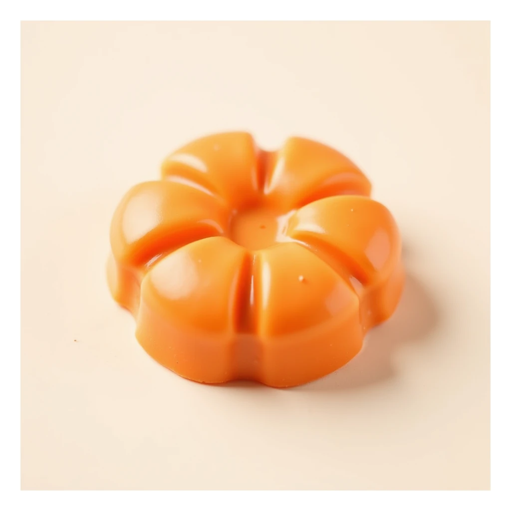 realistic orange flower-shaped candy, isolated on a transparent background, no visible background sticker