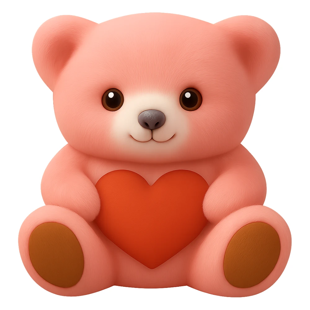 Remove all shadows from the teddy bear, keep the pink and white fur, no background or shadow, flat lighting. The style should maintain the look of a soft plush teddy bear with pink and white fur, without any shadows or background. sticker
