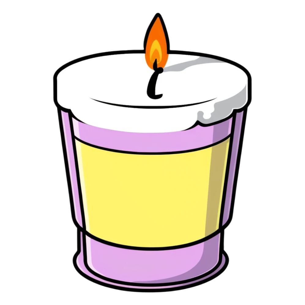 minimalist aesthetic scented candle with a gentle flame sticker