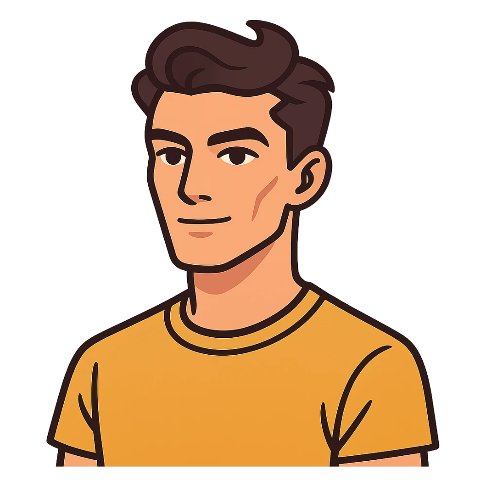 flat toon style sigmaboy with confident and calm expression, kind eyes, pronounced cheekbones sticker