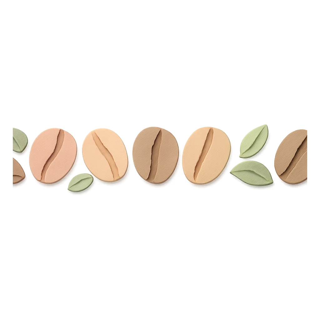 seamless coffee bean border with small leaves, soft pastel colors sticker