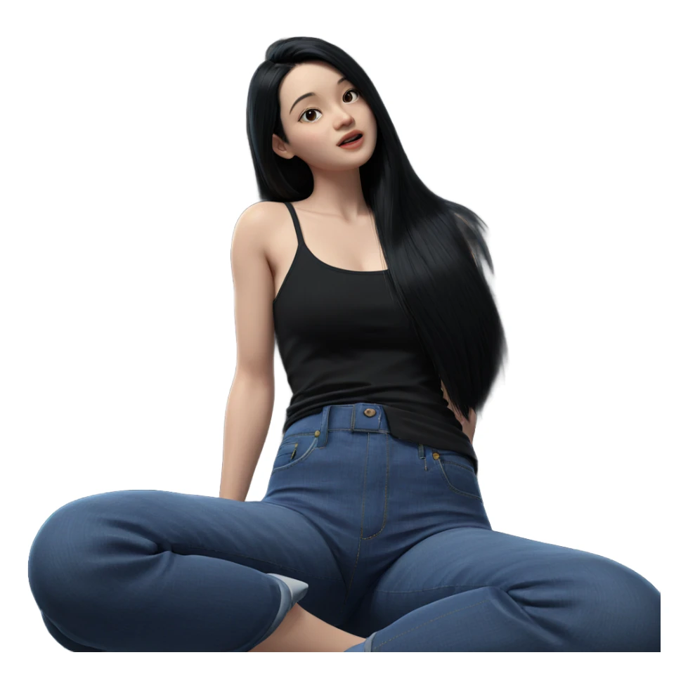 girl with black hair jeans sticker