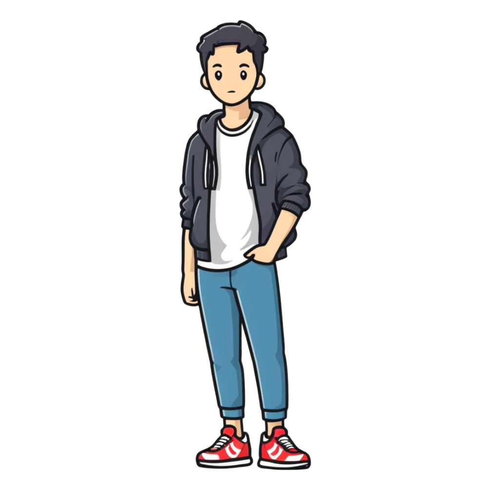 Full body person wearing casual outfit with sneakers sticker