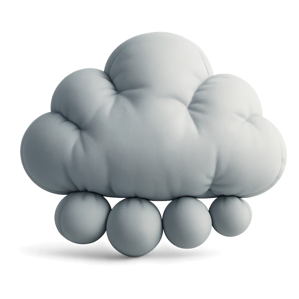 cloud with large round hailstones, cushion style, soft plush look sticker