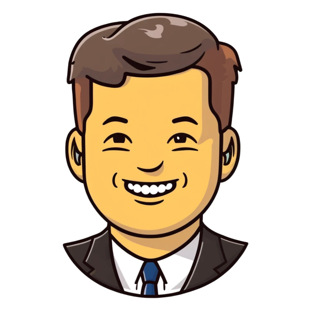 John F Kennedy with his classic smile sticker