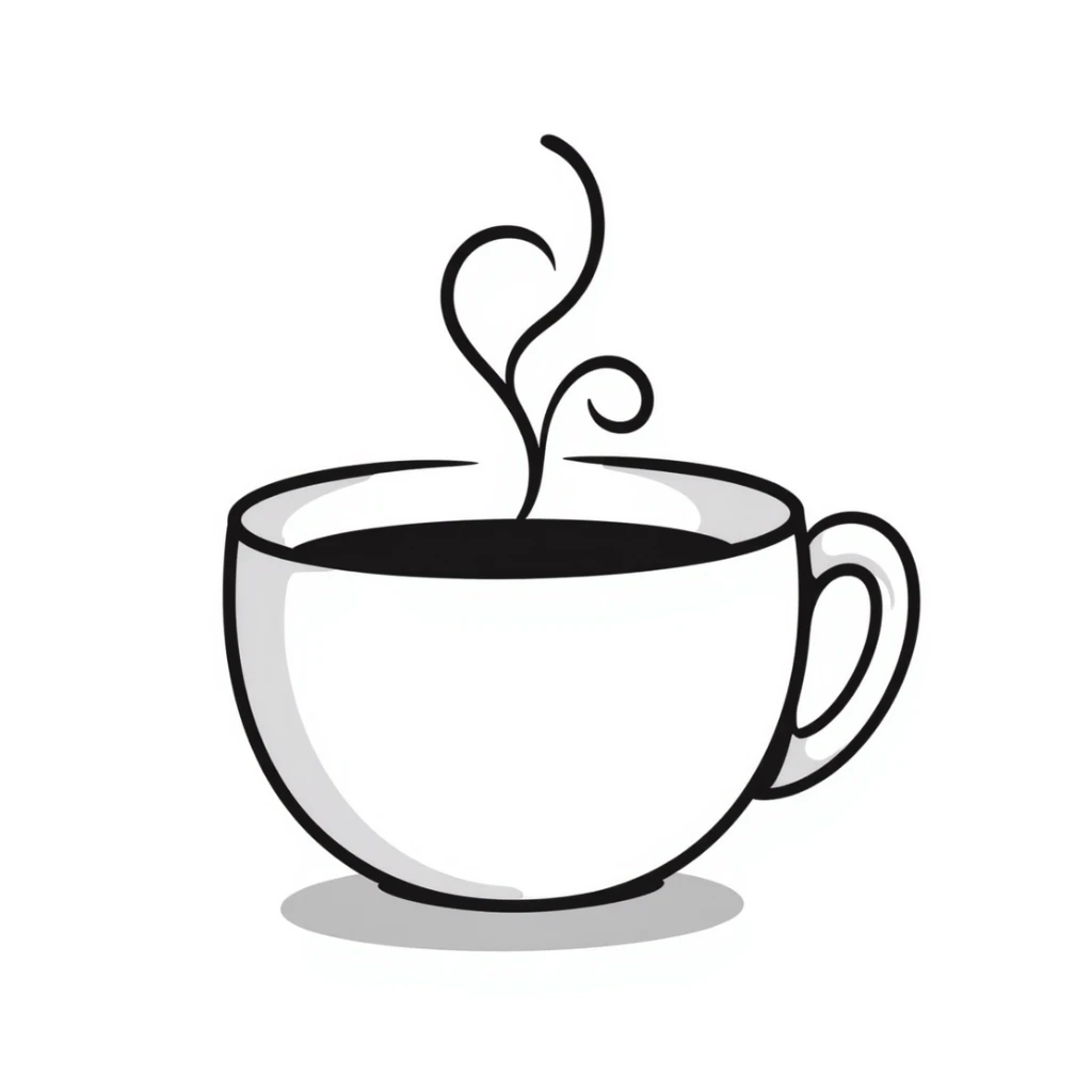 hand-drawn doodle of a cappuccino cup with steam and foam sticker