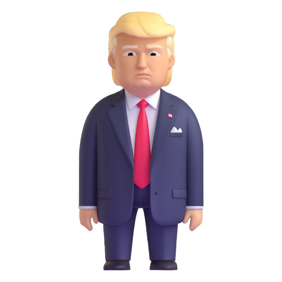 Donald Trump in presidential suit with detailed features sticker