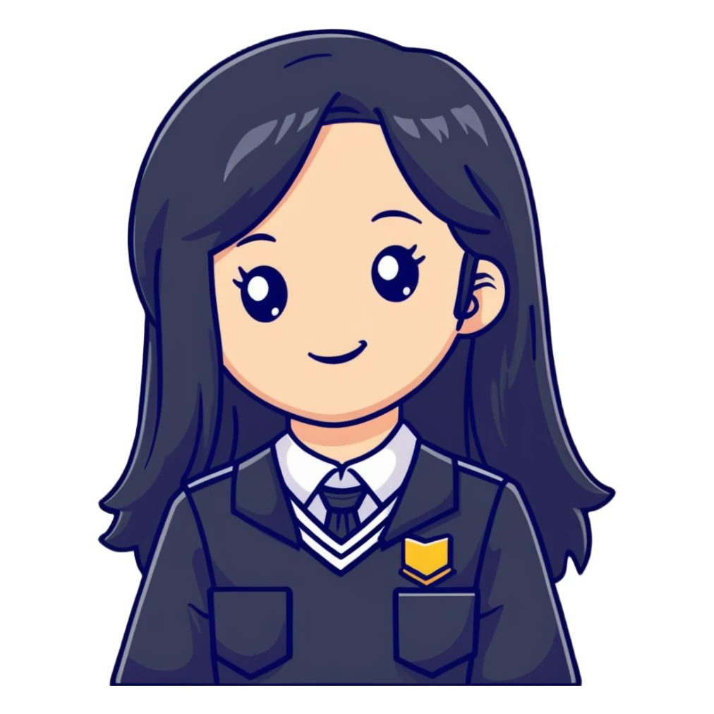 cute cartoon girl with long hair in a school uniform sticker