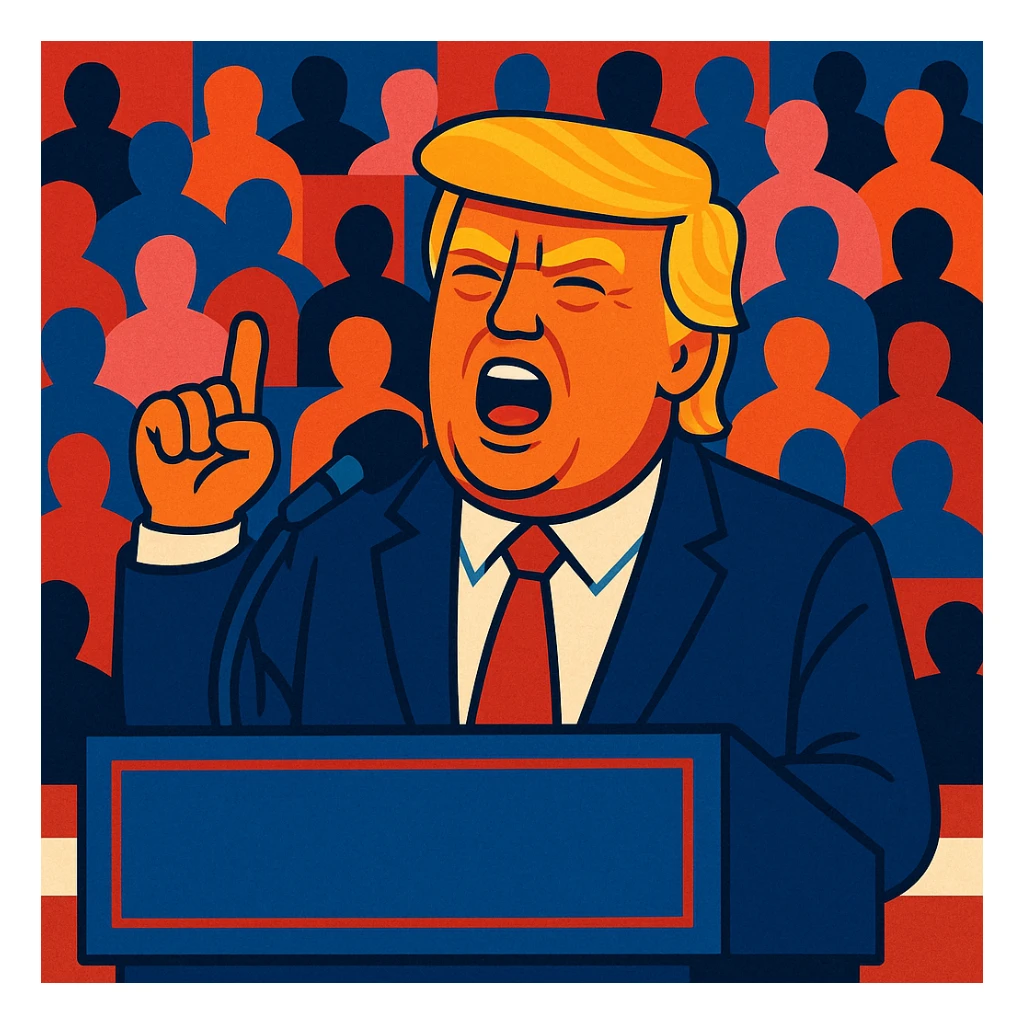 Donald Trump speaking at a rally sticker