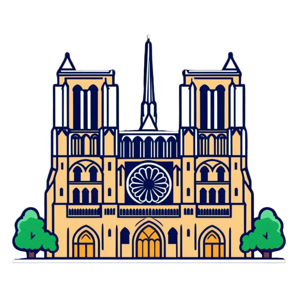 Notre Dame Cathedral in Paris with its iconic Gothic architecture and towers sticker