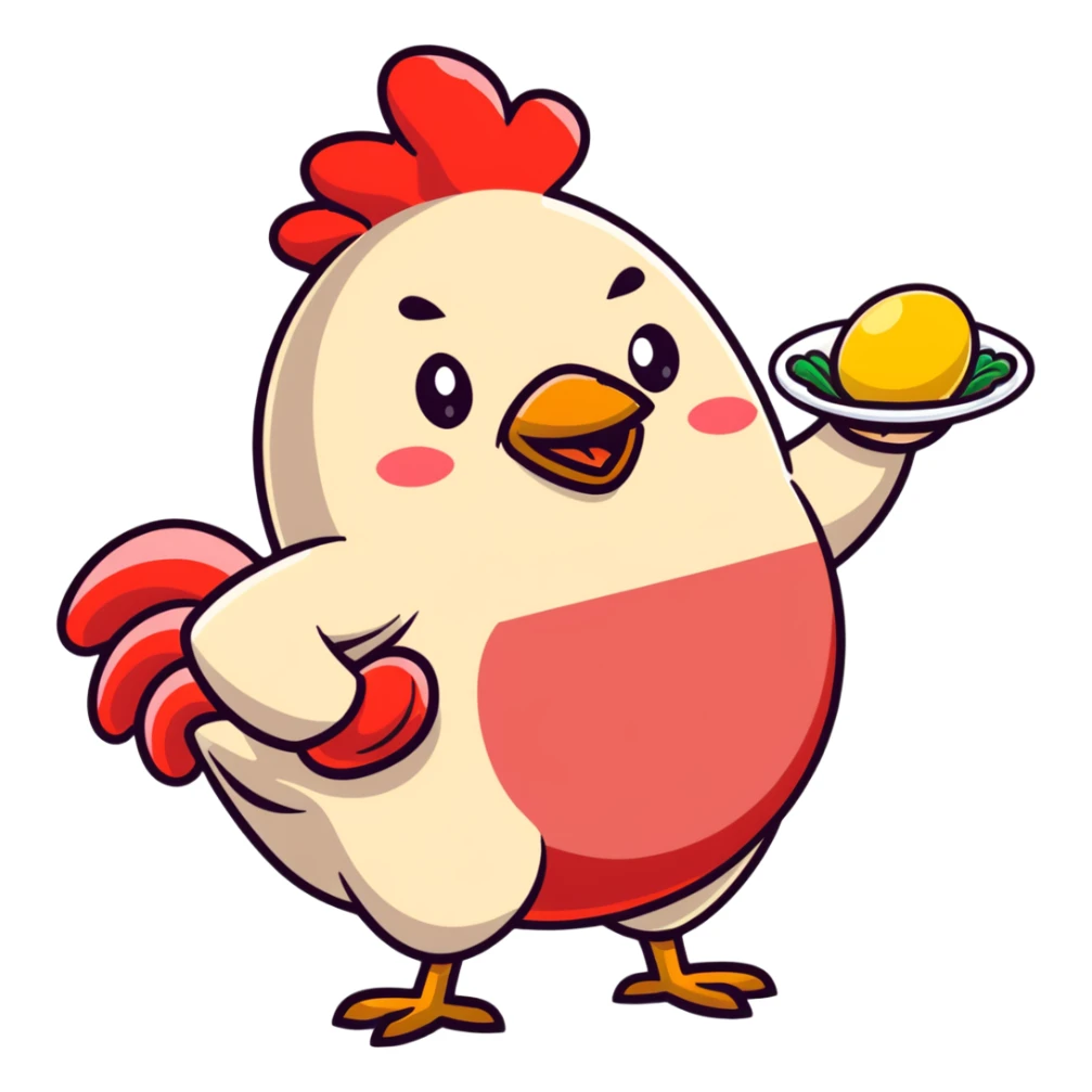 Four separate cute protein stickers: happy chicken breast with tiny arms, smiling red meat steak, cheerful salmon fillet, and joyful egg, each with little muscle arm flexing, showing their protein power sticker
