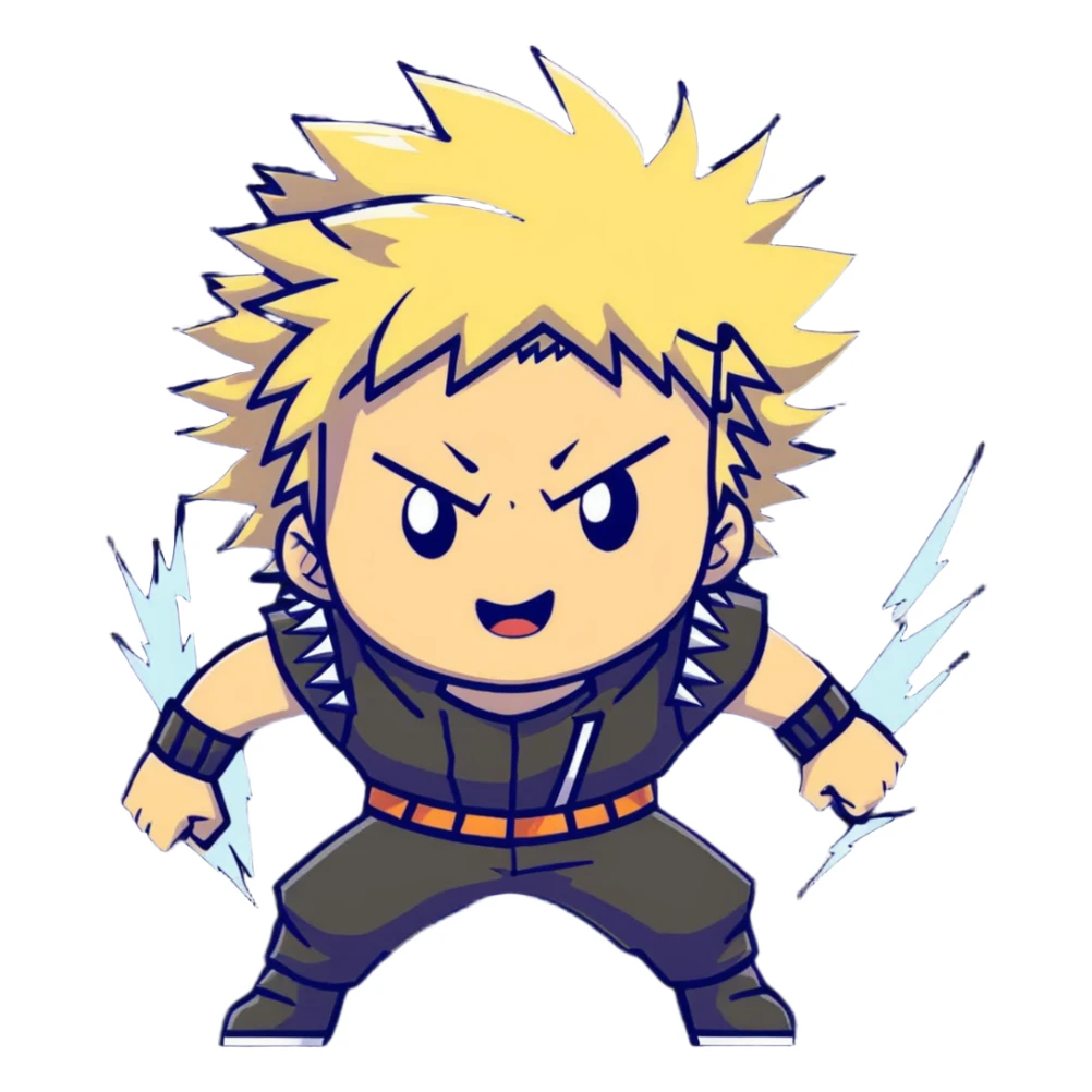 Bakugo Katsuki from My Hero Academia with explosive quirk sticker
