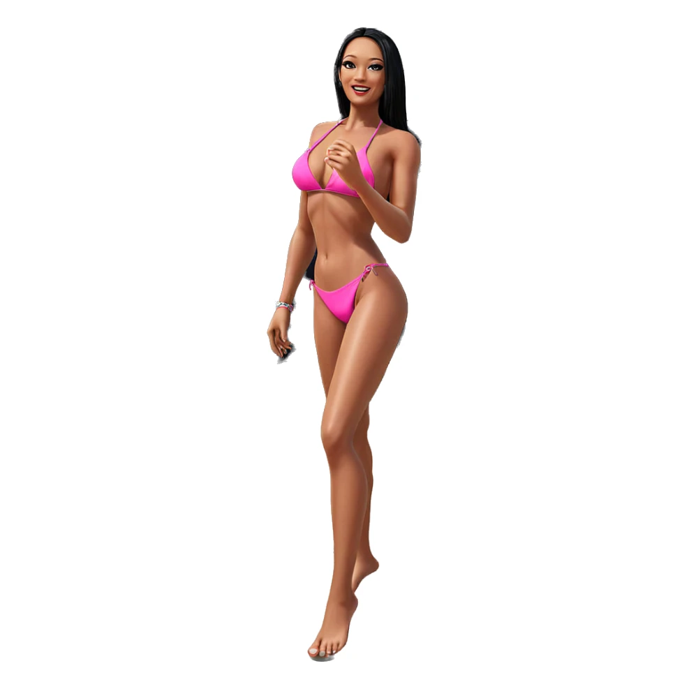 girl in pink bikini beach sticker
