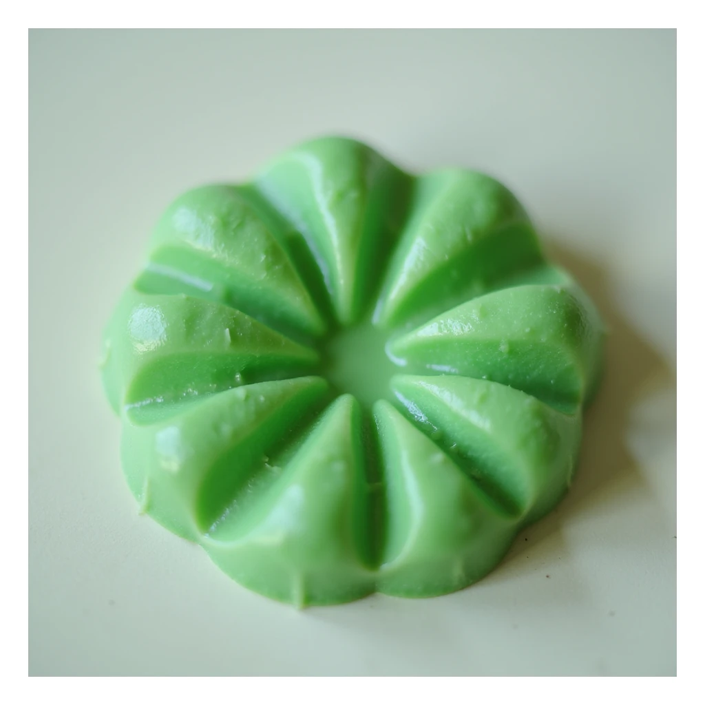 realistic green candy shaped like a flower, photorealistic style sticker