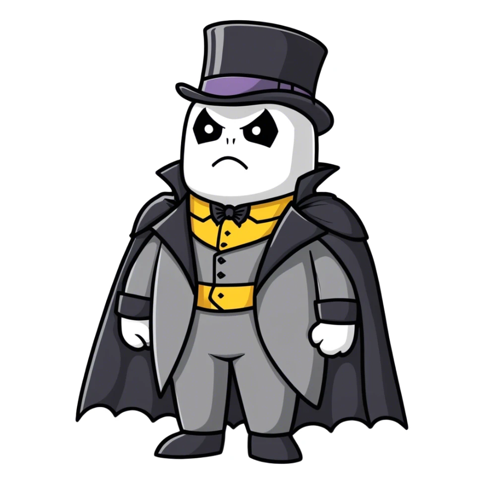 Batman wearing Victorian era clothes with top hat and coat sticker