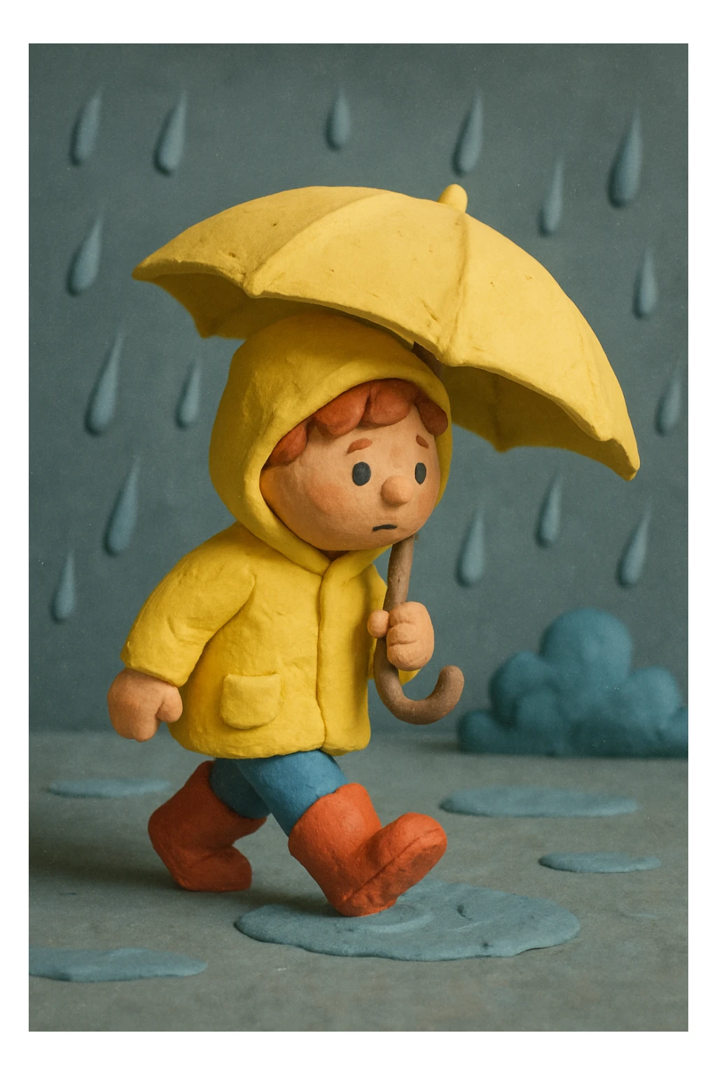 A child walking in the rain sticker