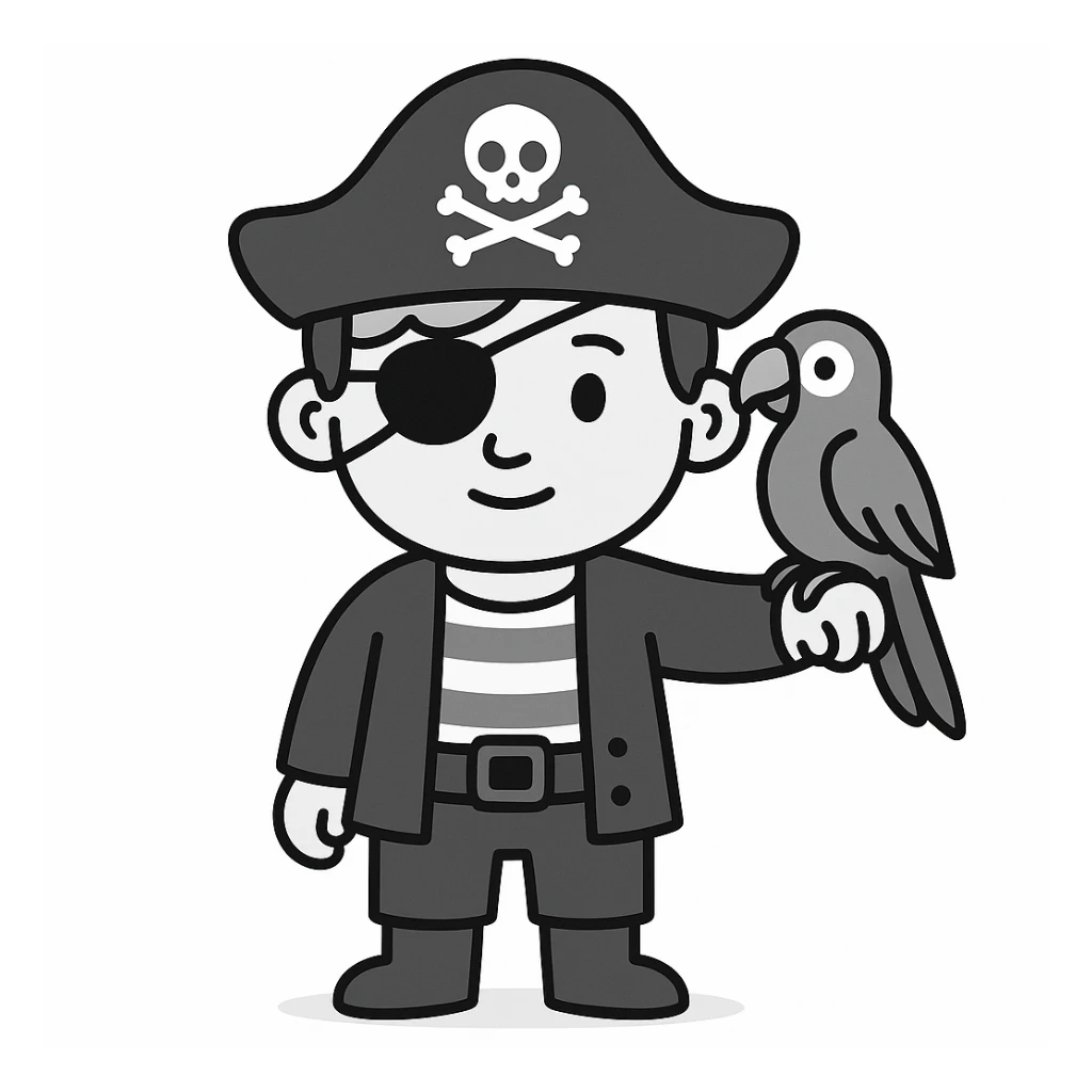 pirate with eye patch and parrot sticker