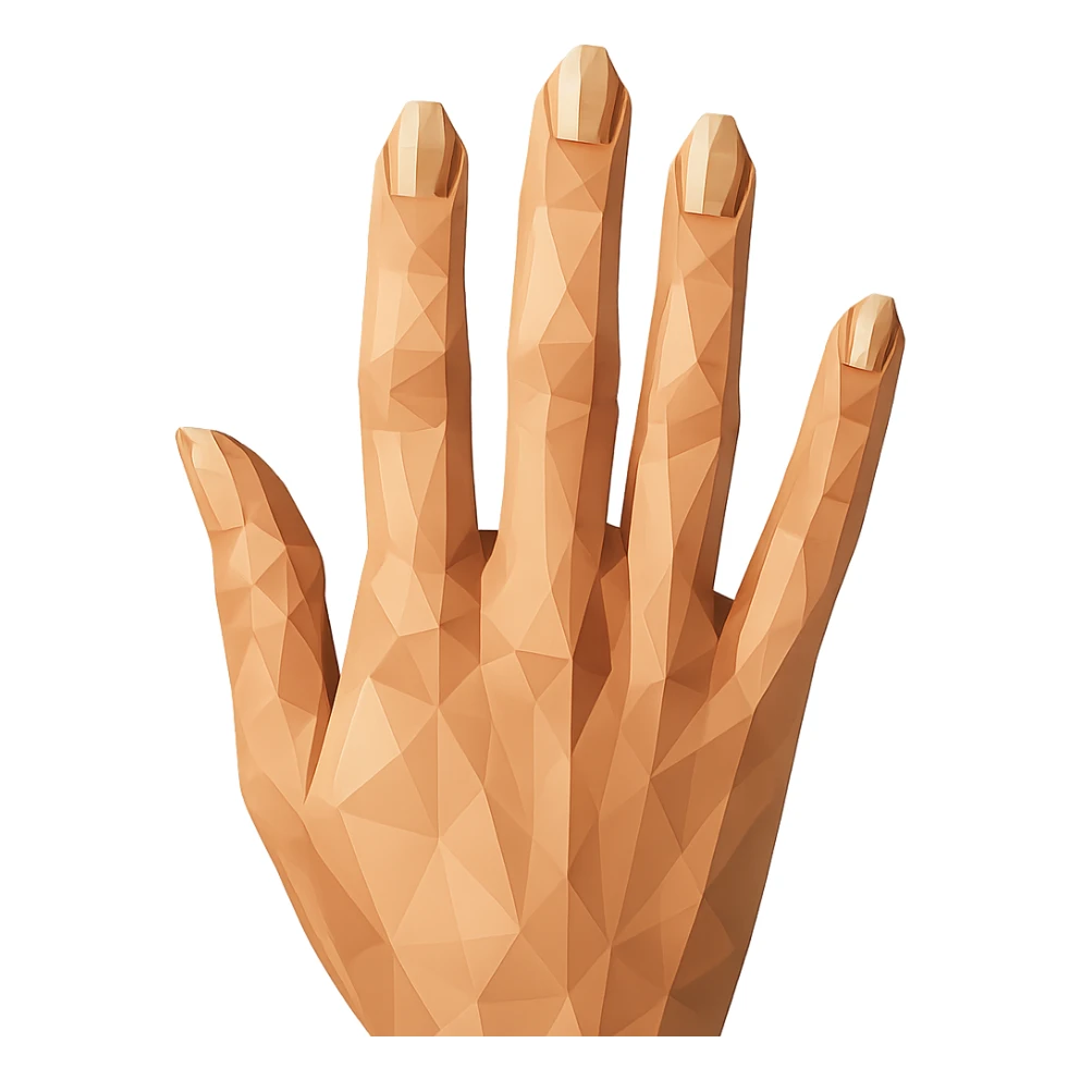 beautiful realistic female hand with five fingers and beige manicure, polygonal style sticker