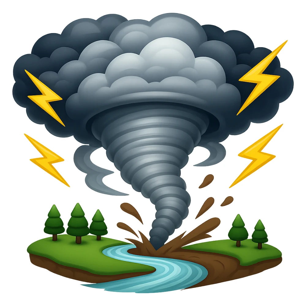 extreme weather with a tornado, emoji style sticker