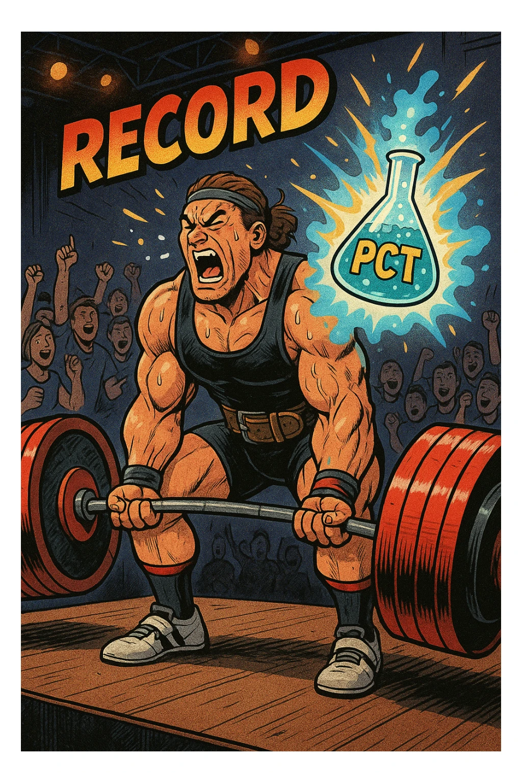 Powerlifter in gara che fa record grazie alla sua "PCT" sticker