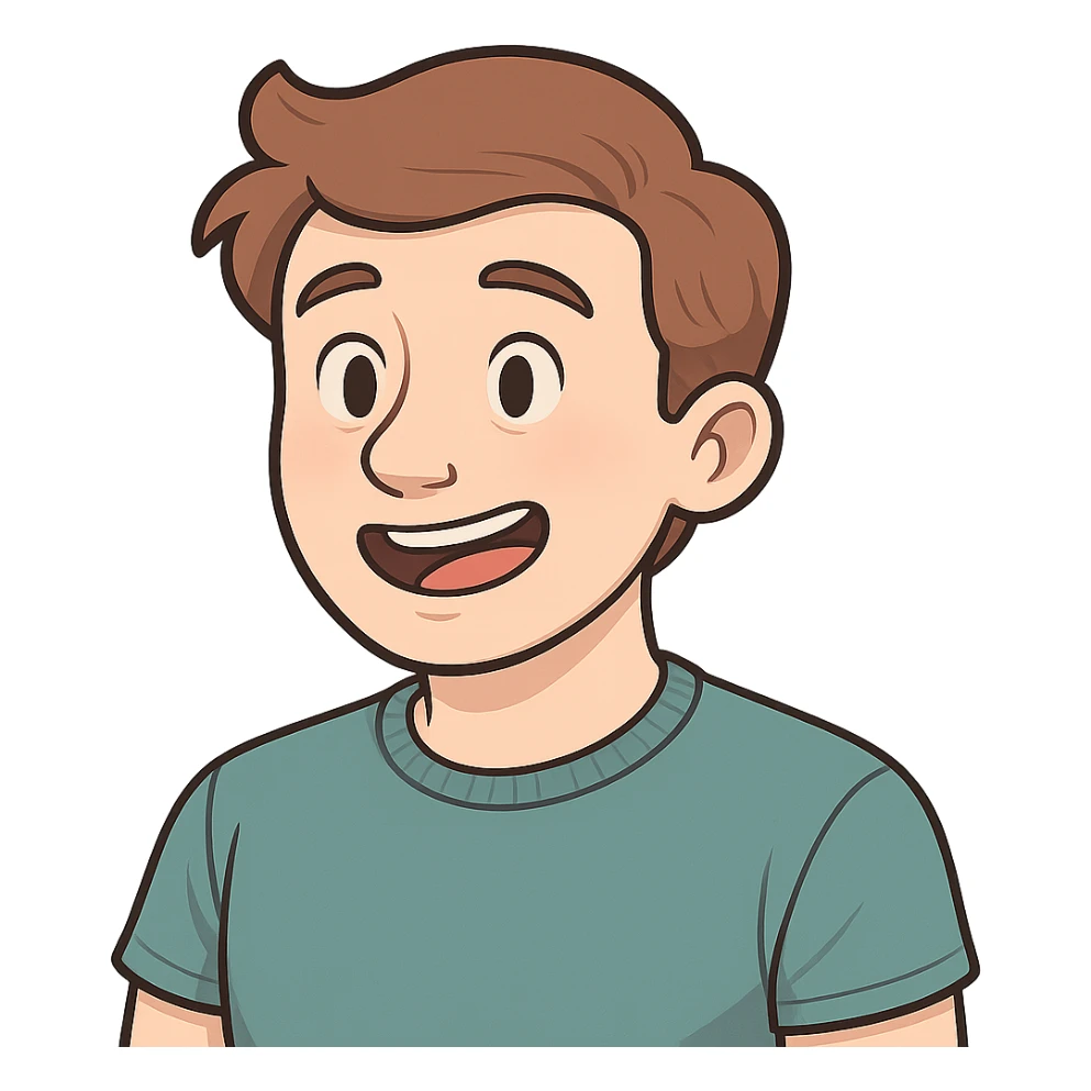 Enhance the 2D default user icon with more detailed subtle facial features and clothing details, maintaining the flat toon style, no background. sticker
