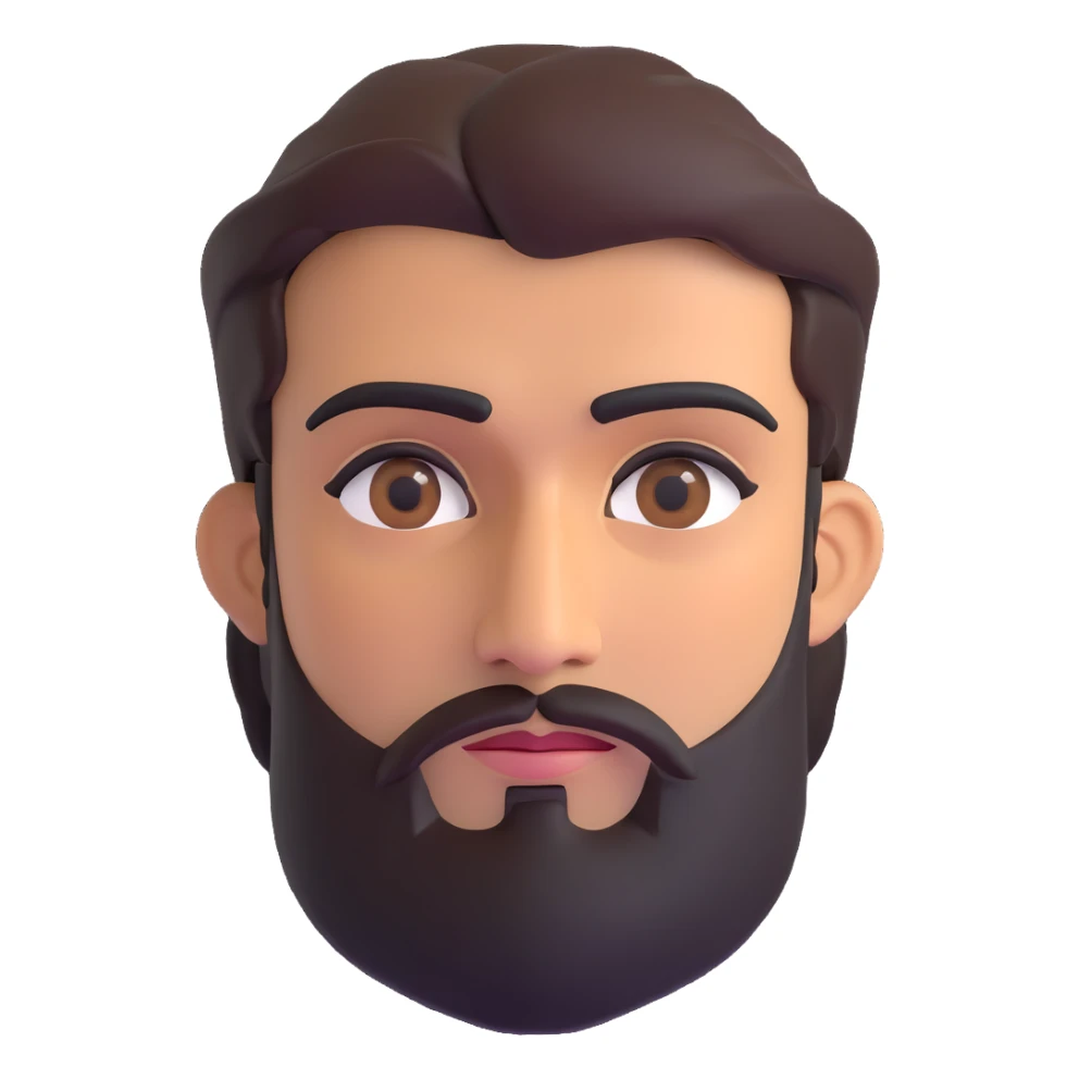 middle eastern man with medium length beard, unibrow, tan skin, and dark brown eyes sticker
