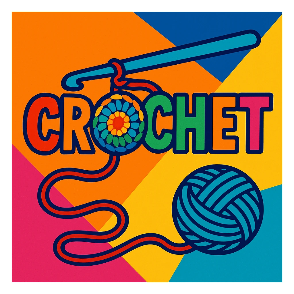the word 'crochet' vibrant toon style sticker