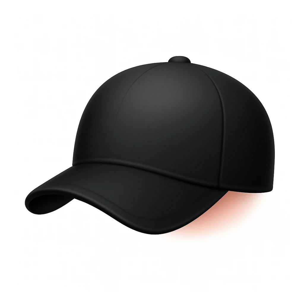 Make a black hat emoji exactly like the reference image, in iOS emoji style. Same shape, color, and texture, smooth and shiny. Add a slight blush to the hat. The style should resemble iOS emoji style. sticker