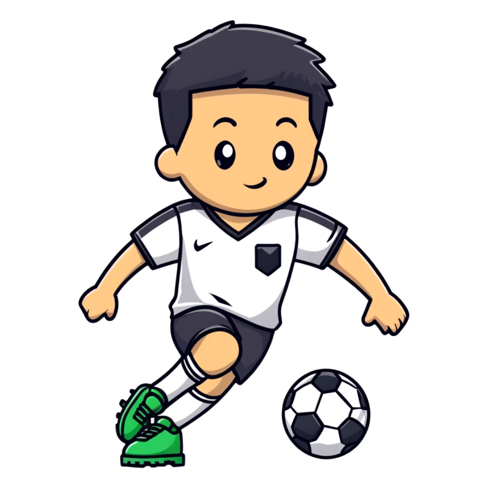 Boy with a soccer ball, holding it or playing with it sticker