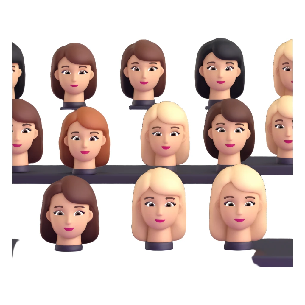 hair salon classroom with students practicing on mannequin heads sticker