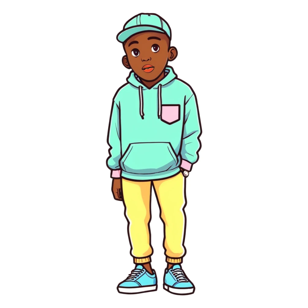 Tyler the Creator wearing his pastel CHROMAKOPIA outfit sticker