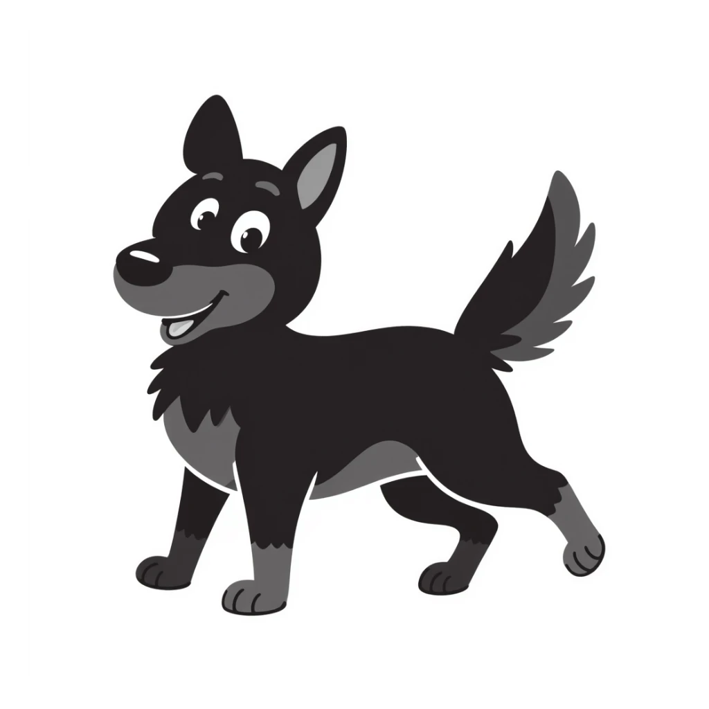 Cute black and white shepherd dog with playful pose sticker