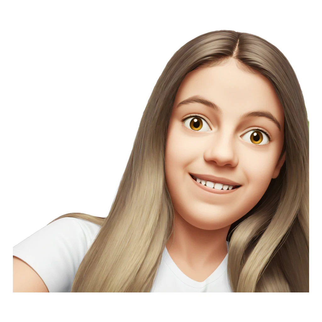 smiling girl with long hair sticker