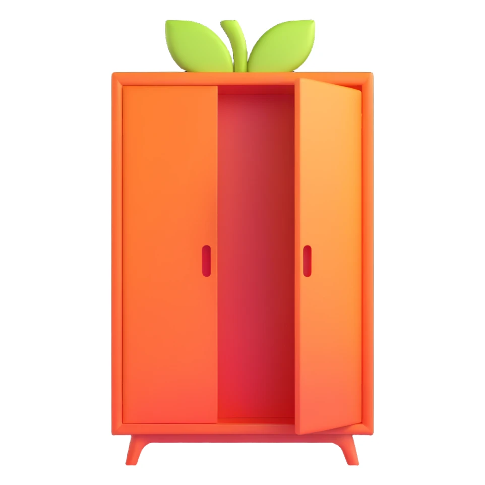 white modern wardrobe with apple-inspired design sticker