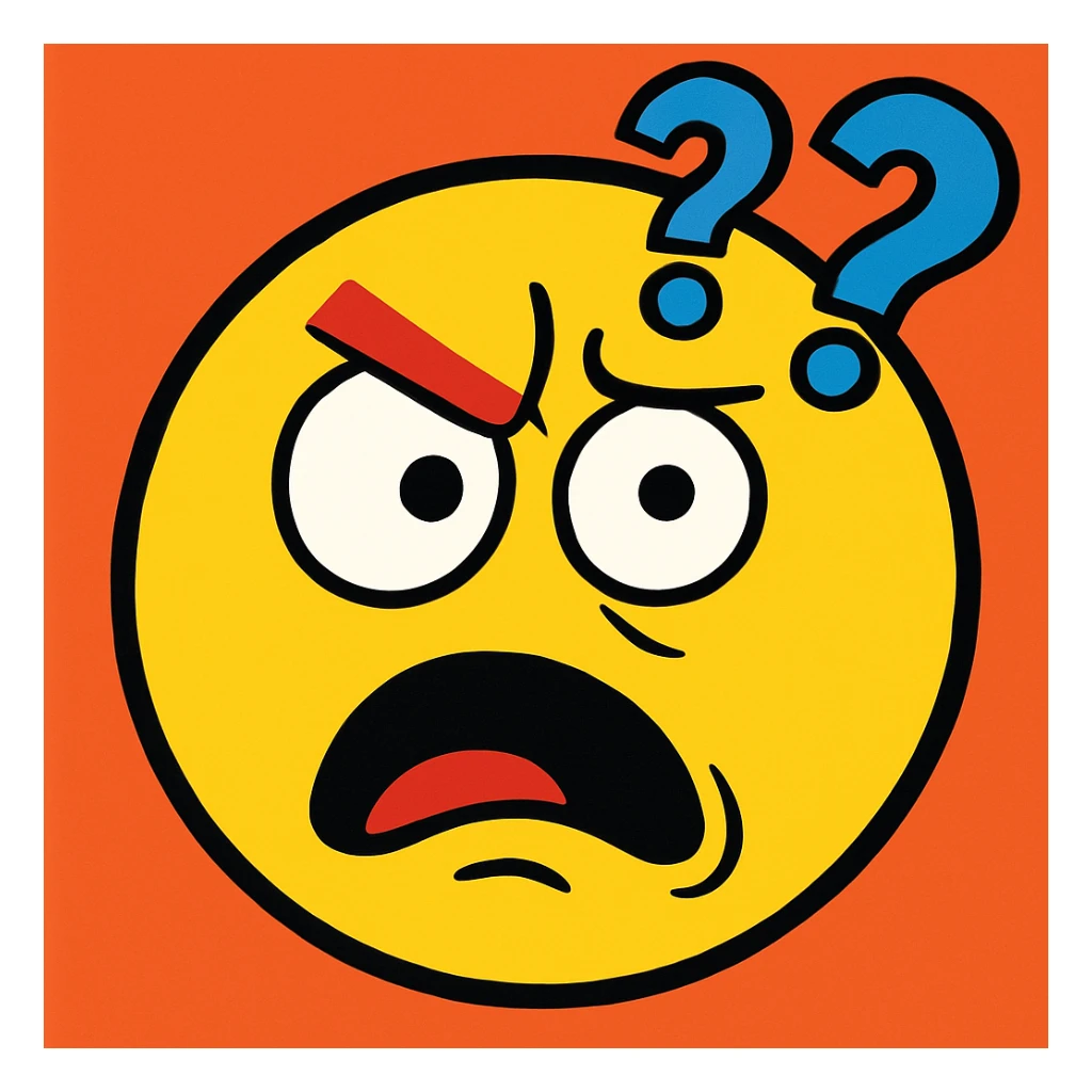 angry emoji with a confused, dumb, idiot expression sticker