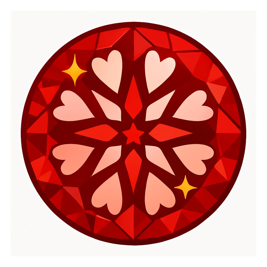 convert this image into a round diamond hearts and arrows cut emoji, red version, emoji style sticker