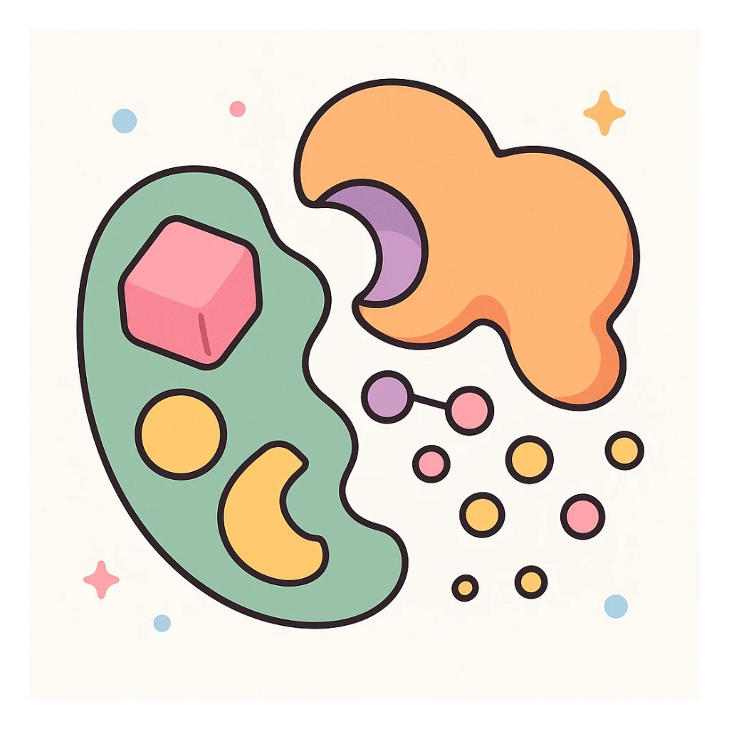 Ultra-detailed scientific illustration of enzyme digestion. Macro molecular view, clean white background, no text, no human figures or cartoon characters. Purely biological focus. sticker