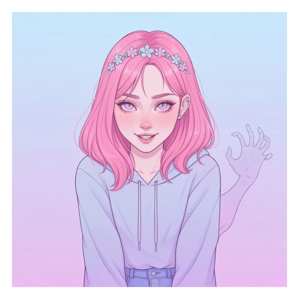 pastel horror profile picture, cute, expressive, minimal, variation 3 sticker