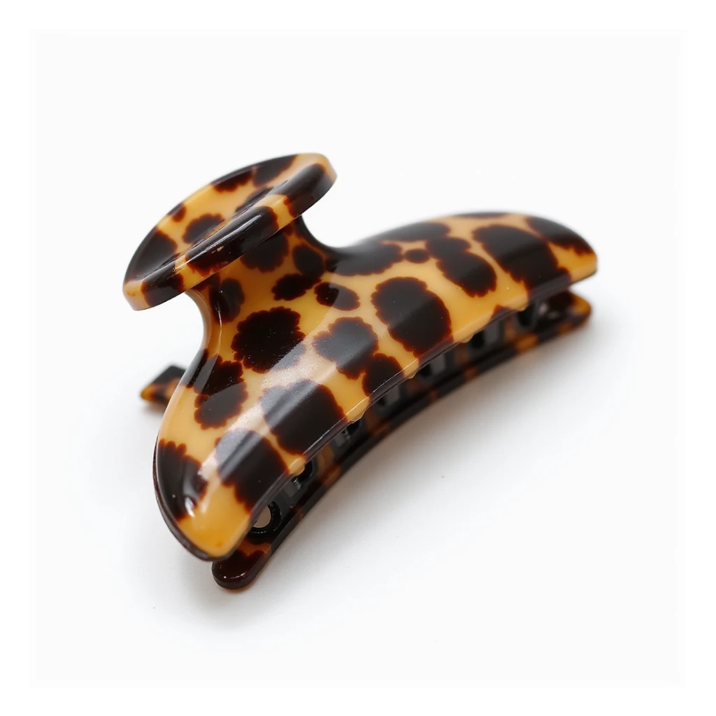 realistic hairclip with tortoiseshell pattern, photorealistic, isolated, no hair, neutral background sticker