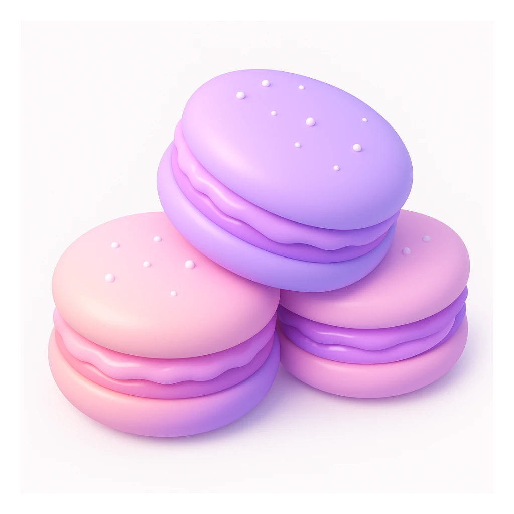 3d ios style macaroons in the same colors as the reference image sticker