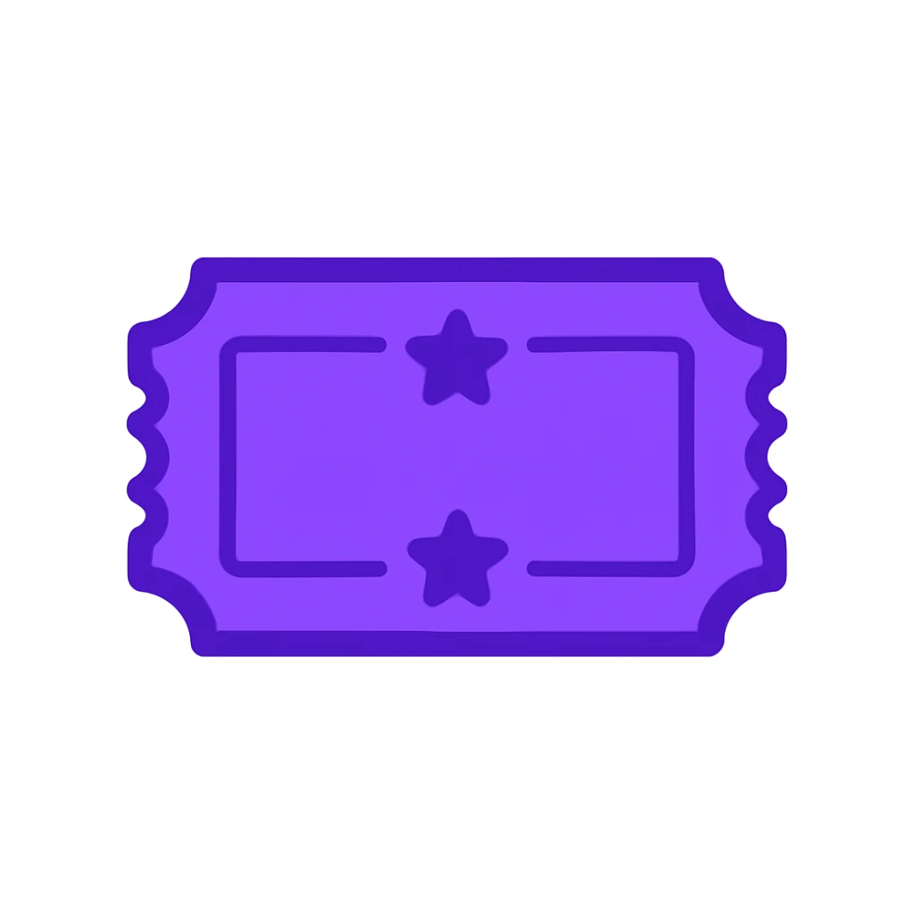 Change the ticket color to purple in a simple emoji style, no text. sticker