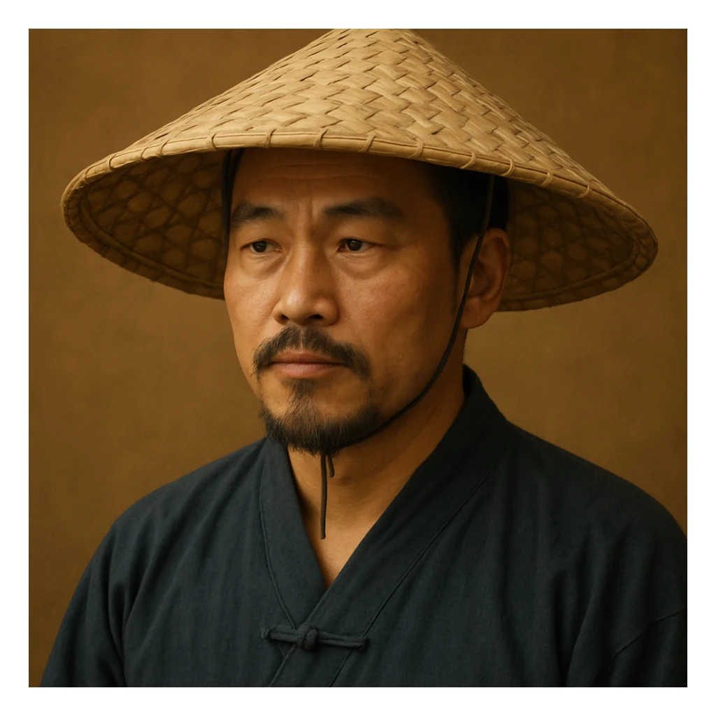chinese man wearing rice paddy hat, style 2 sticker