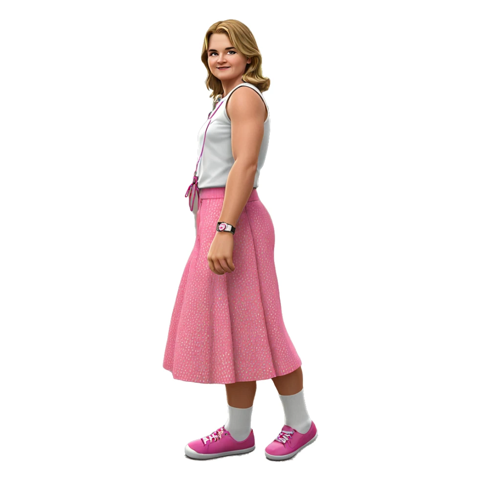 boy in pink skirt outdoors sticker