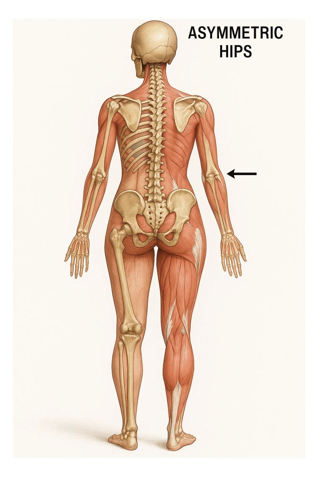 Donna vista anatomicamente con fianchi asimmetrici sticker
