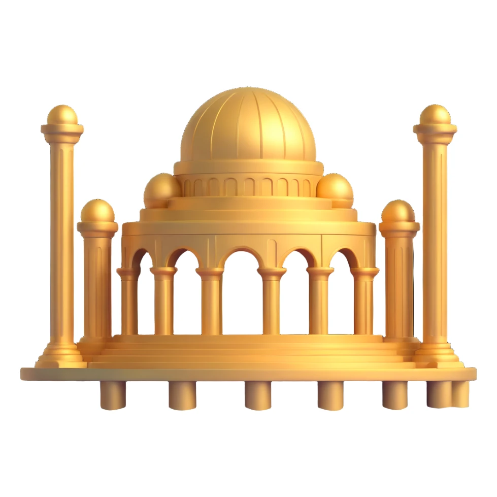 Futuristic Anunnaki golden underwater base with domes and pillars sticker