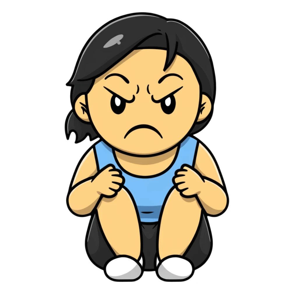 a woman sitting looking angry and sad sticker