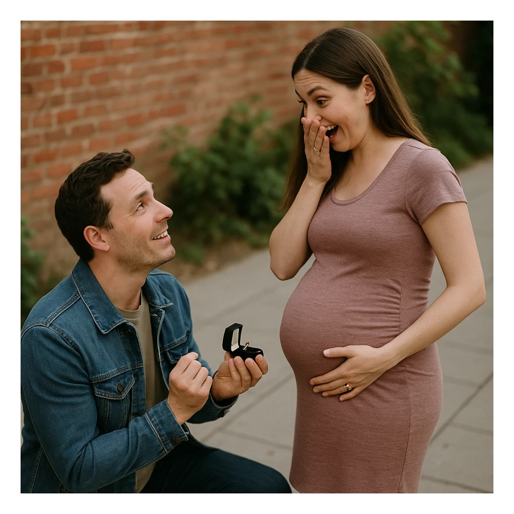 man proposing to his girlfriend and finding out she is pregnant sticker