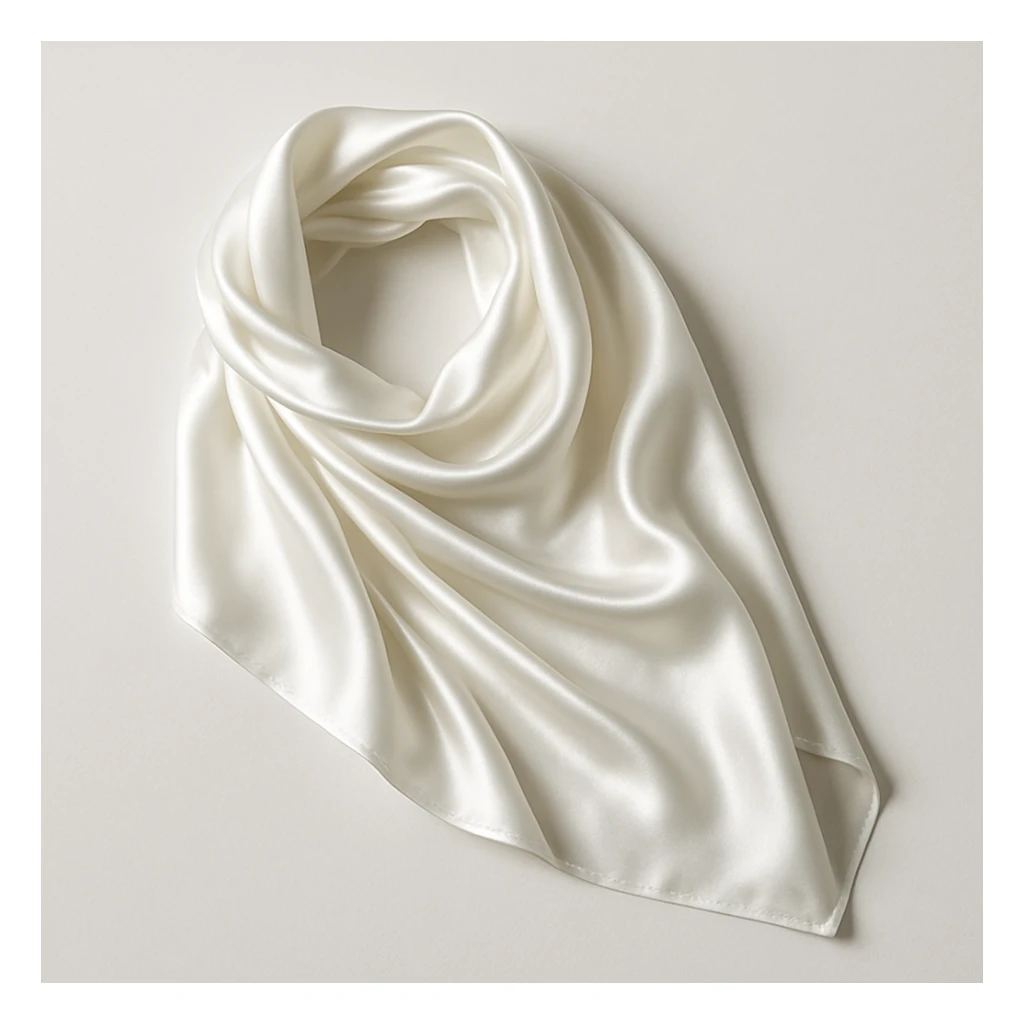 white silk scarf, draped and folded, shiny silk, simple background sticker