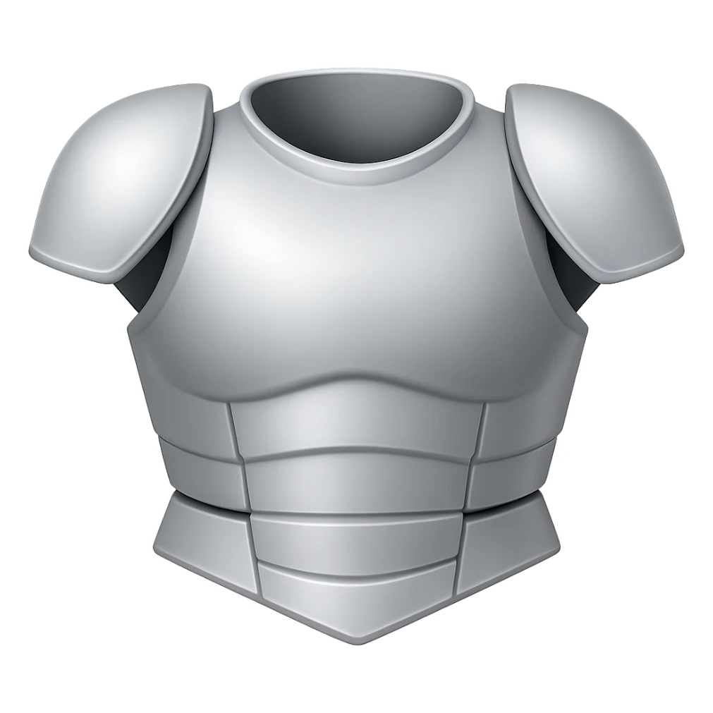 Remove the helmet and show only the silver platebody torso armor. The armor should be very light silver with no gold. The style should resemble emoji style with a transparent background. sticker